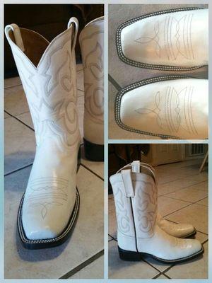 Custom made white square toe boots!