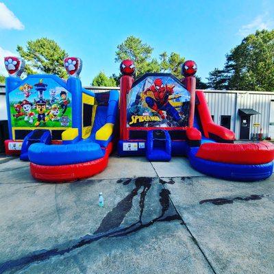 Spider-Man and Paw Patrol Bounce House Slide Combos