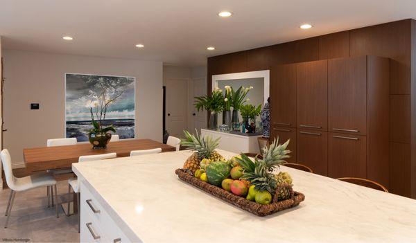 White & Walnut Kitchen & Dining Interior Design