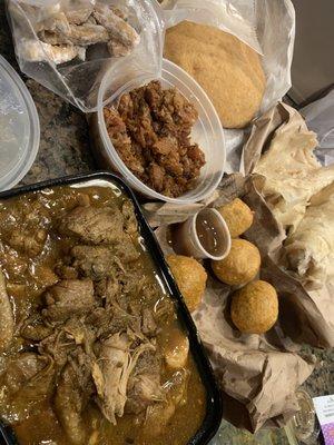 Buss up shut roti Curry chicken Pholourrie & tamarind Bake & saltfish Kurma