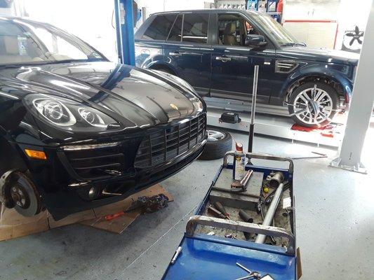 European Master Tech of Miami Range Rover Alignment and Porsche Brake Pad Replacement