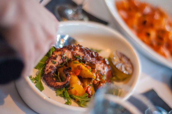 Charred octopus appetizer (tidbits)