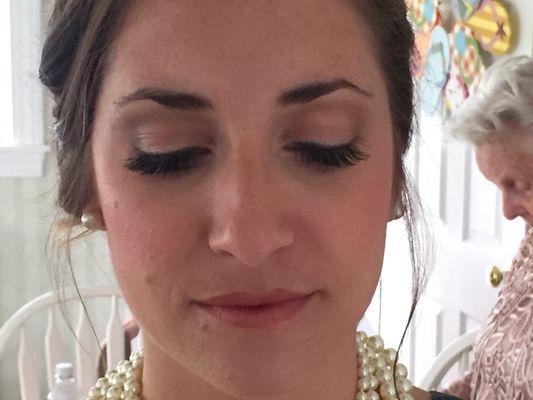 Airbrush makeup with temporary lashes for wedding day