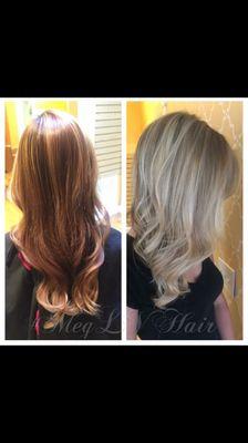 This was my before and after from Megan. She turned me this blonde in only one session! She is amazing at what she does!