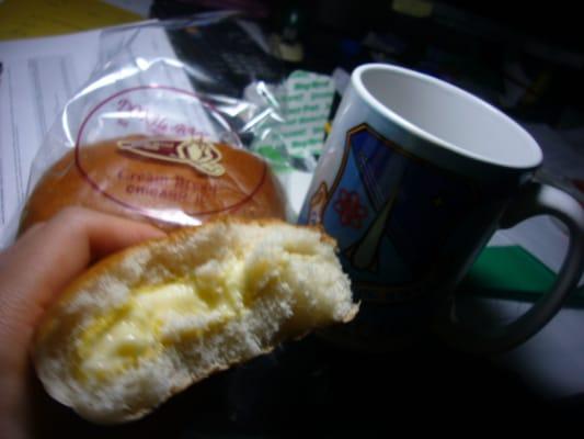 Korean style Cream Bread with custard filling.