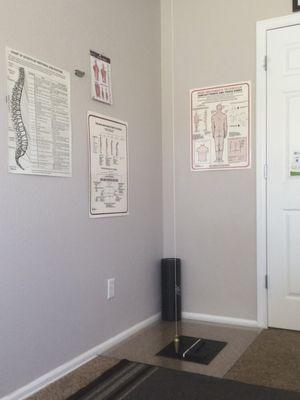 Advance Therapy Clinic, Complete Therapeutic Massage. Treatment room: plumb-line postural assessment/body mechanics