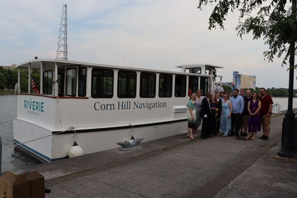 Vow renewal group about to board the Riverie.