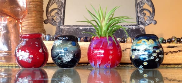 Small blown glass vase collection