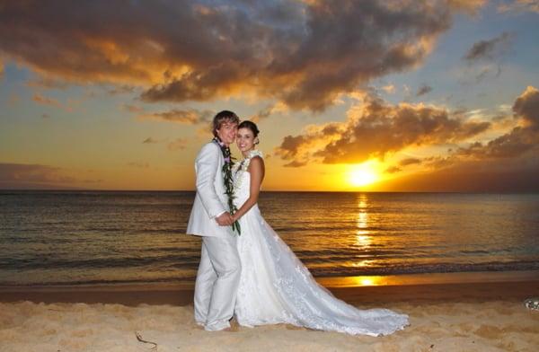 Maui sunset beach wedding