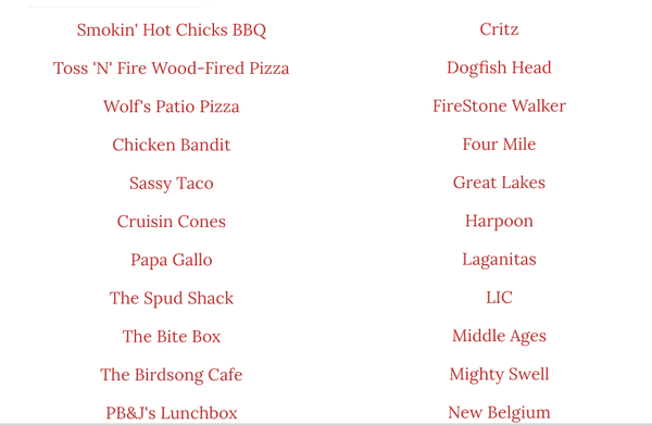 food vendors on left, craft beer vendors right