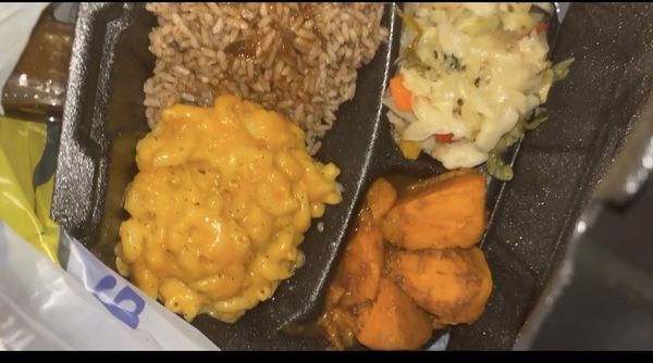 Rice n peas, Mac , yam, & cabbage