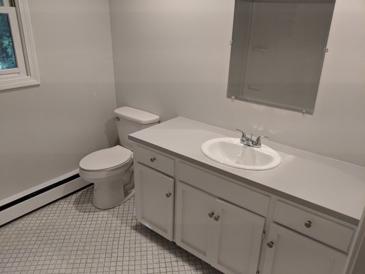 New sink and toilet spruced up the bathroom exponentially