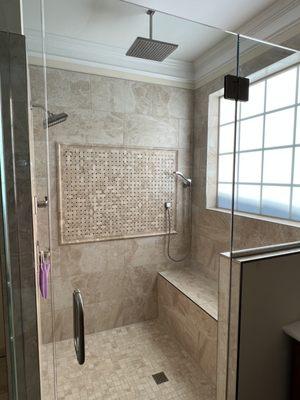 Custom tile shower in Garner NC with rain head