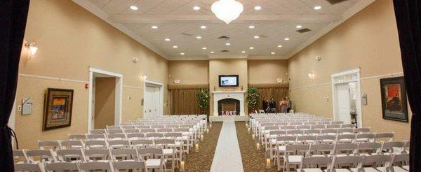 The Gallery set for an indoor wedding