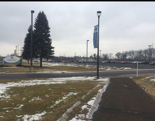 The main parking lot at anoka Ramsey Community College.