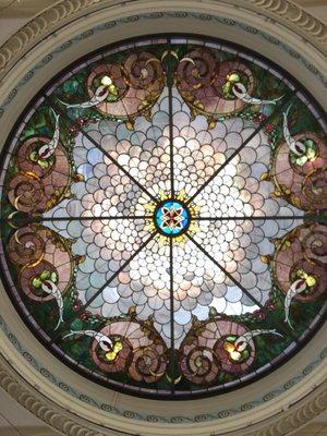 Stained glass ceiling in foyer