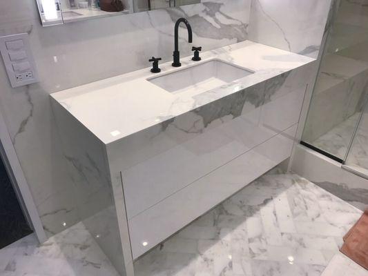 Marble sink and cabinet frame