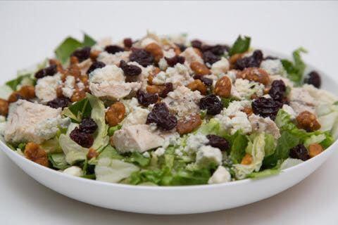 Saratoga Spring Salad- grilled chicken, candied walnuts, gorgonzola cheese, dried cherries, with our citrus vinaigrette!