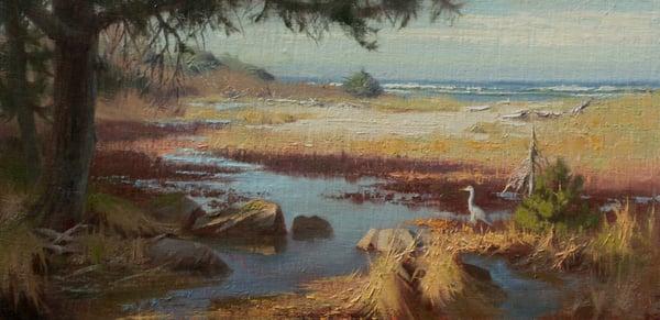 "Ocean Marsh" 12 x 24 oil painting by Ivan Kelly