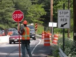 Road crews and flaggers