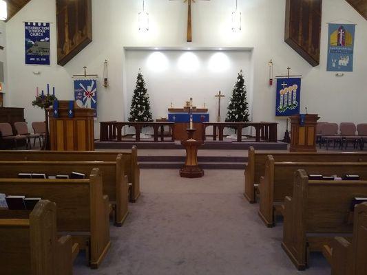 Sanctuary decorated for Christmas