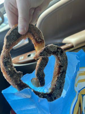 Cinnamon sugar pretzel was the worst. Tried to hide the burnt button with extra sugar maybe?