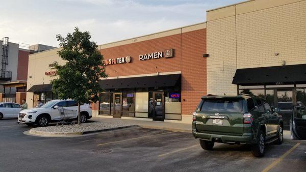 Storefront entrance. On the southwest side.