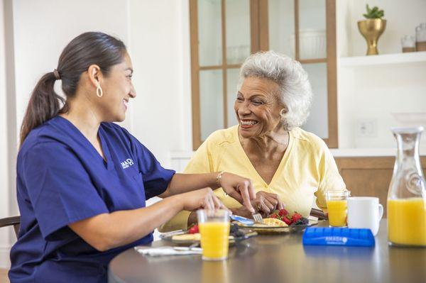 Amada caregivers can help seniors with everyday tasks or provide companionship.