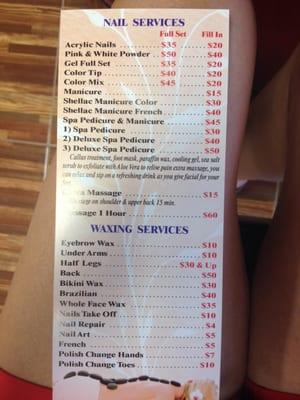 Menu of Services