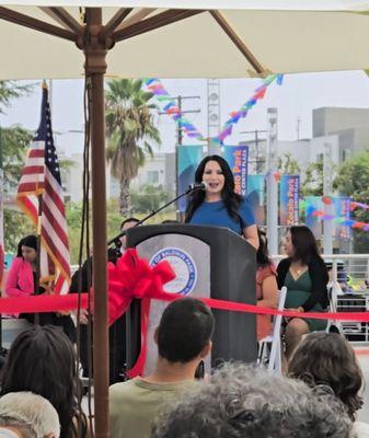 Senator Susan Rubio giving her Grand Opening speech of the park that bears her name.