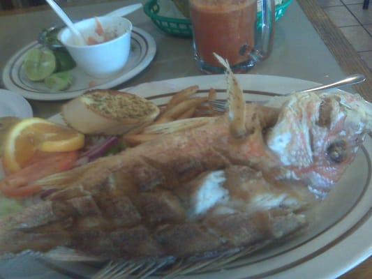 Whole fried snapper platter