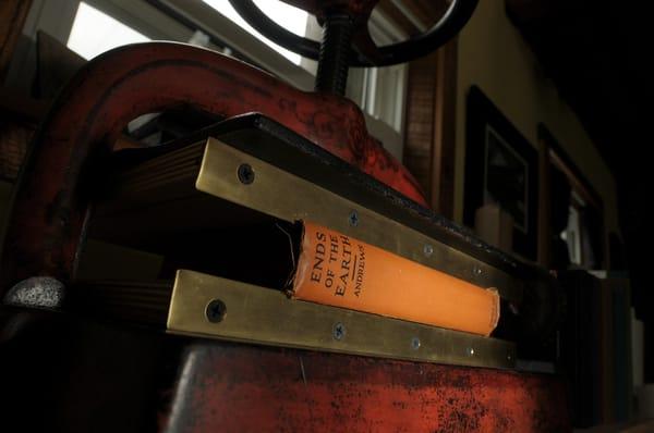 Book drying in the nipping press.