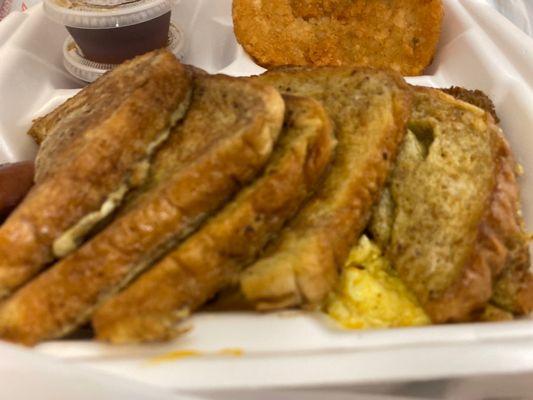 Breakfast platter with French toast.