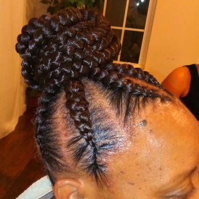 Cornrow extensions into a ponytail