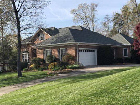 New Roof Harrisburg NC GAF Timberline HD Slate shingles with.m new 6" white seamless gutters.