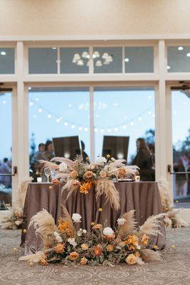 Archway flowers that ended up being floral arrangements for our sweetheart table