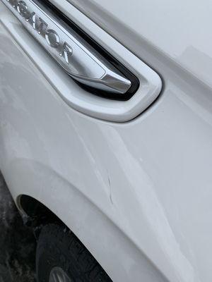 Scratches on right fender area