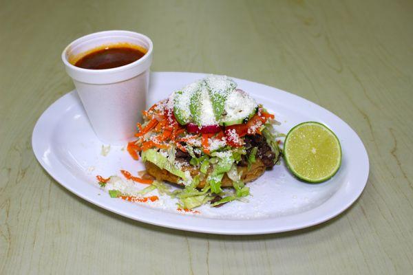 Our famous sopes with consome