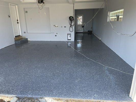 Ceilings and walls painted and garage floor done with epoxy.