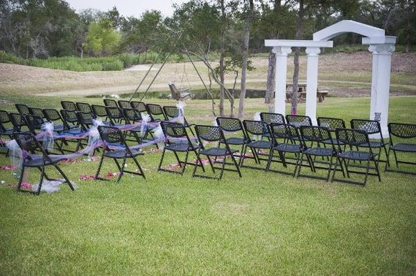 ceremony area by the pond