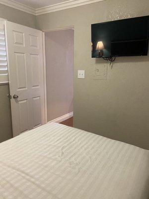 And Inside The Smaller Room Has Air Conditioning As Well And T. V & One Nightstand .