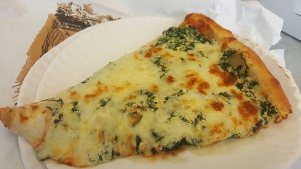 A slice of spinach and cheese...a full meal!