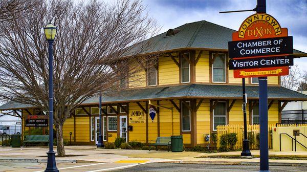 The Dixon Chamber of Commerce is located in the replica of the Train Station at 220 North Jefferson Street.