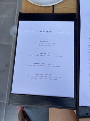 desert menu