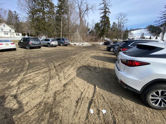 Dirt field parking lot