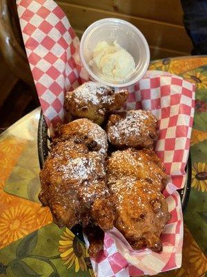 Corn fritters with honey butter