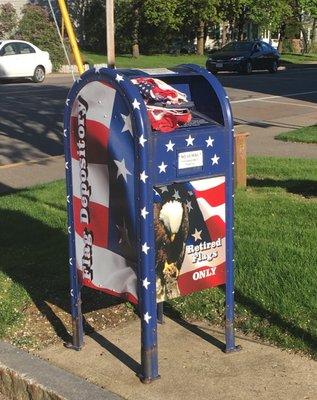 Retired flag depository out front.