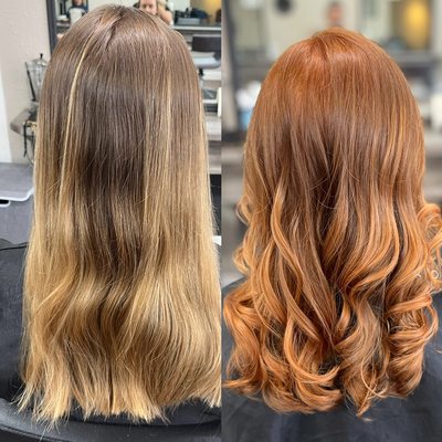 Full hair color & haircut before/after