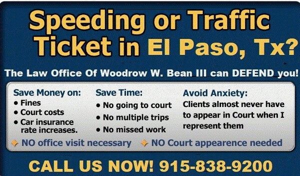 Speeding or Traffic Ticket in El Paso, Texas ?  CALL US NOW!  915-838-9200