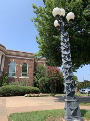 Decorative star light post at the Kemp Center for the Arts.